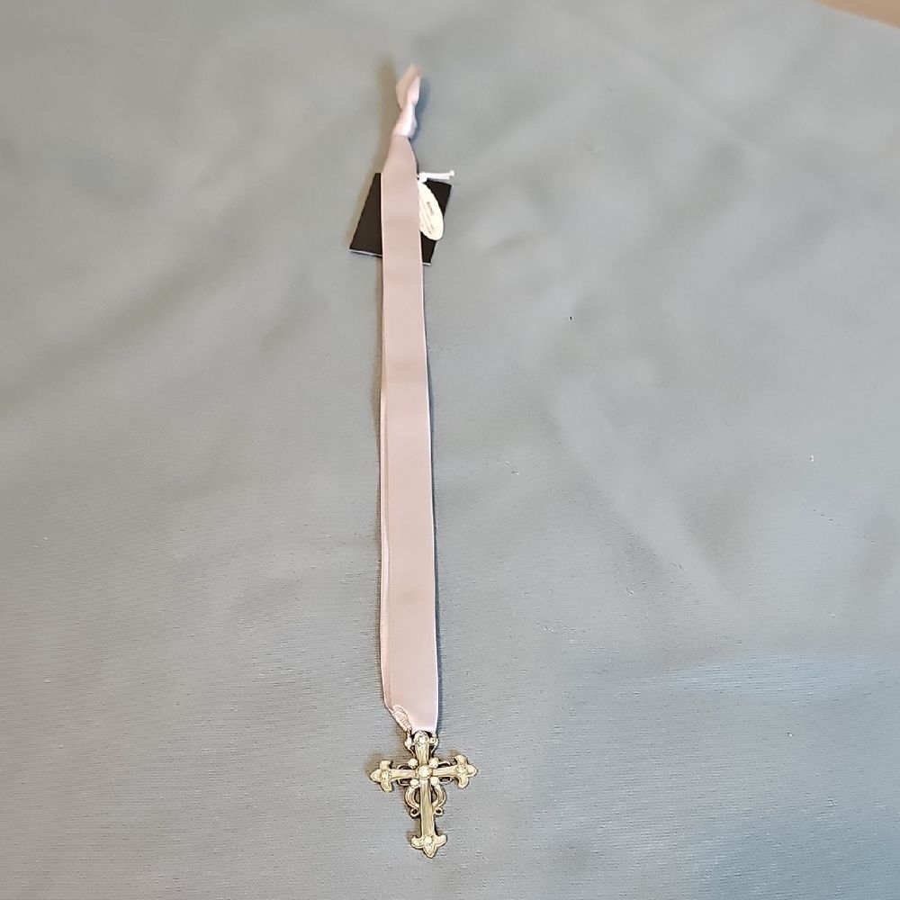 ✝️ NWT Creative Co-Op Pewter & Rhinestone Cross Bookmark